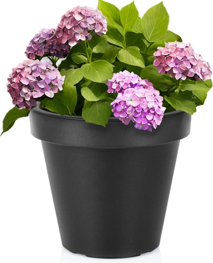 Plastic garden flower pot black round 29 cm