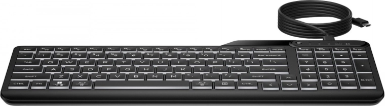 HP 400 подсветена кабелна клавиатура, черна