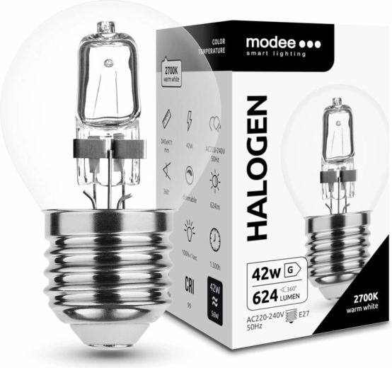 Modee Mini Globe Halogen Bulb 42 W E27, 624 lm, warm white