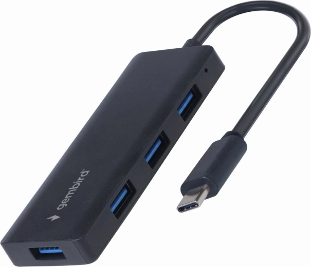 Gembird USB‑C хъб 4× USB‑A (USB 3.1 Gen 1), черен
