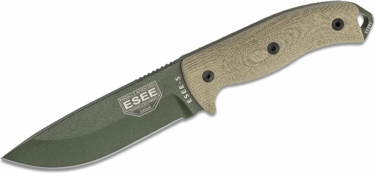 Outdoor Knife ESEE Model 5, 13.3 cm, Green, Micarta, Kydex Sheath