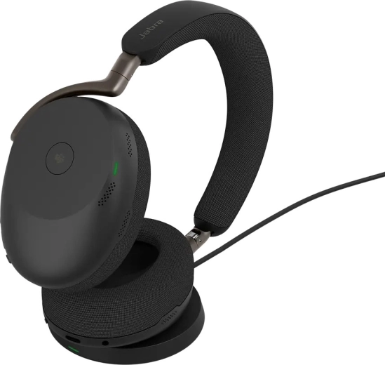 Безжична слушалка Jabra Evolve3 85 MS със зарядна стойка, черна