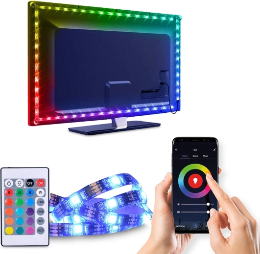 Solight smart LED Wi-Fi RGB strip for TV backlighting, 4 × 50 cm, USB