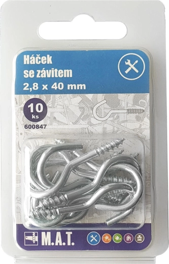 Screw hook 20 × 2.3 mm, galvanized (10 pcs)