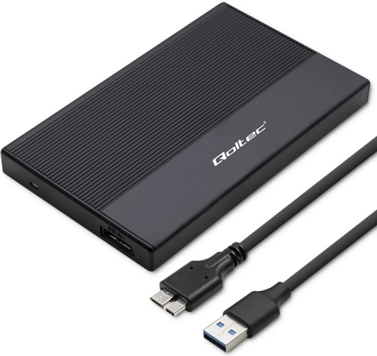 Алуминиев външен 2,5" SATA бокс за SSD/HDD с USB 3.0, 5 Gb/s, 2 TB, черен