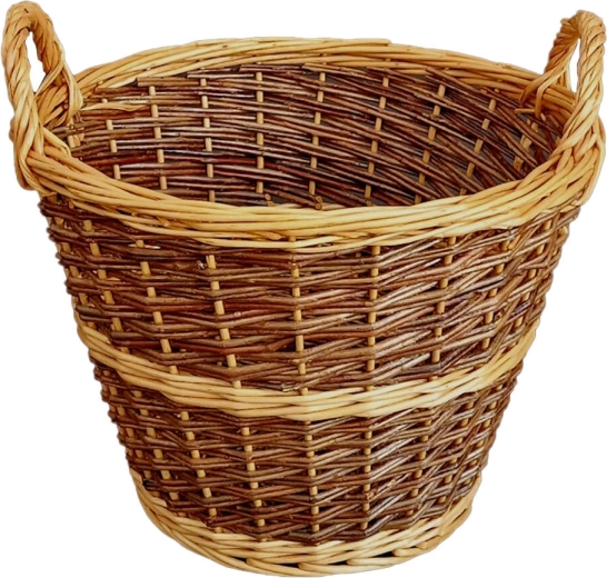 Basket from unpeeled wicker for grass and fruit, diameter 40 cm