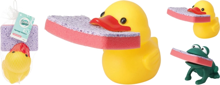 Sponge Holder Duck or Frog, PVC/PU, assorted designs