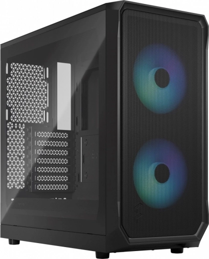 Компютърна кутия Focus 2 RGB черна със закалено стъкло