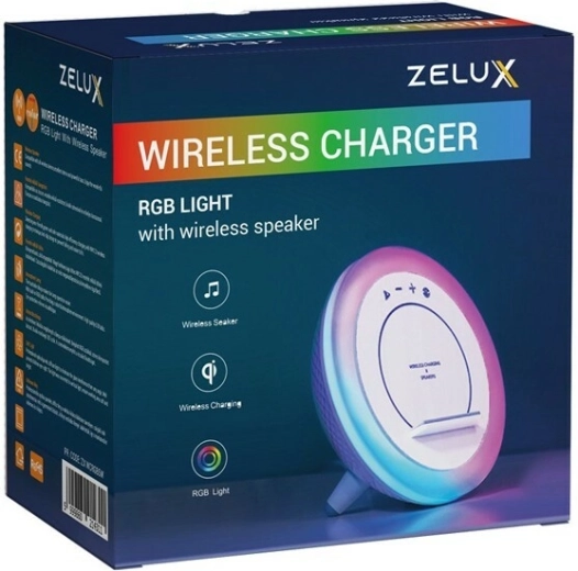 Zelux безжично зарядно, високоговорител и RGB осветление 3в1