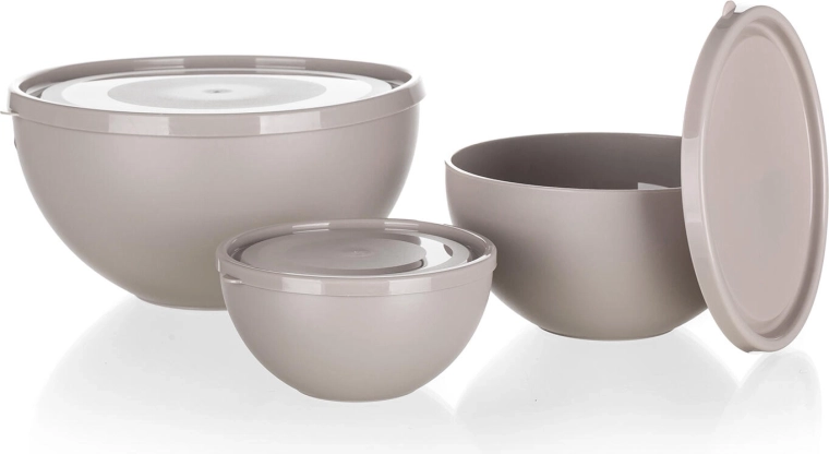 Set of plastic bowls with lids CULINARIA LATTE 0.2 l + 0.5 l + 1.2 l
