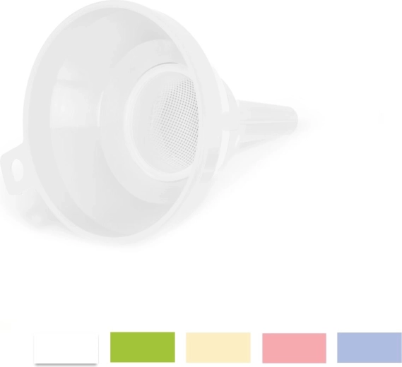 Plastic funnel with strainer, 6 cm, assorted colors