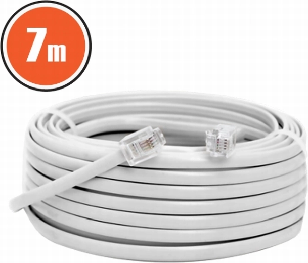 6P4C Telephone Cable, 7 m, White