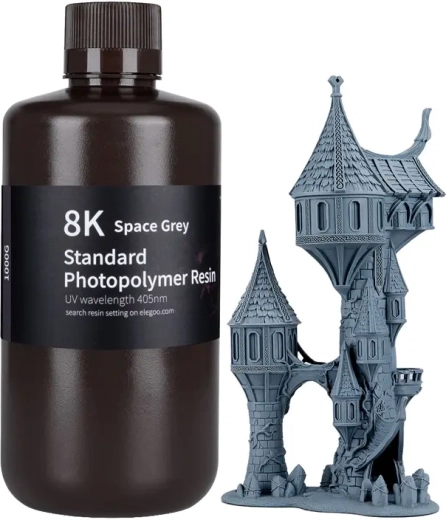 ELEGOO 8K водоизмиеща се фотополимерна смола Space Grey 1 kg