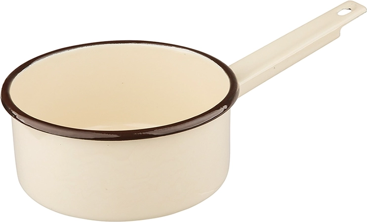Silesia Rybnik enamel saucepan with handle 1 L, cream