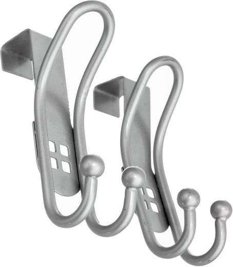 Double stainless steel over-door hook, 2 pcs