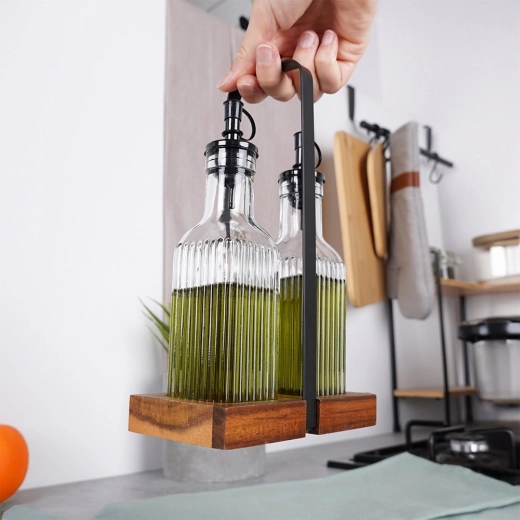 Стабилна дървена стойка с метална дръжка