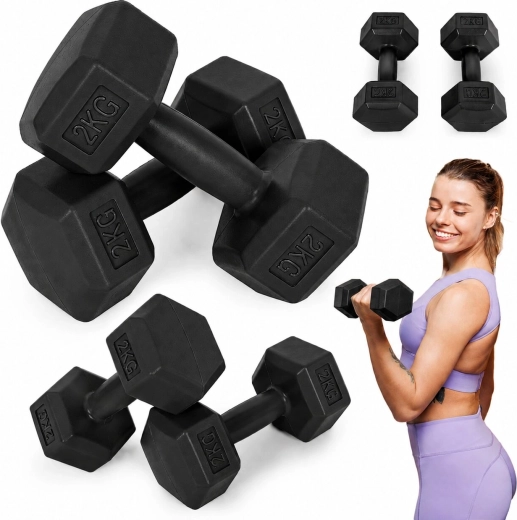 MOVEPRO шестоъгълни гири 2 × 2 кг – черни