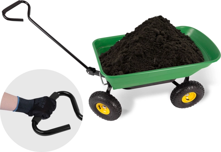 Pneumatic wheels and a comfortable handle