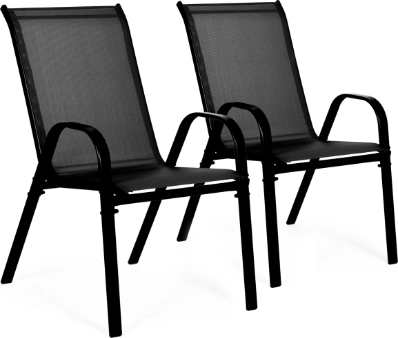 Set of 2 garden chairs for terrace, balcony, black