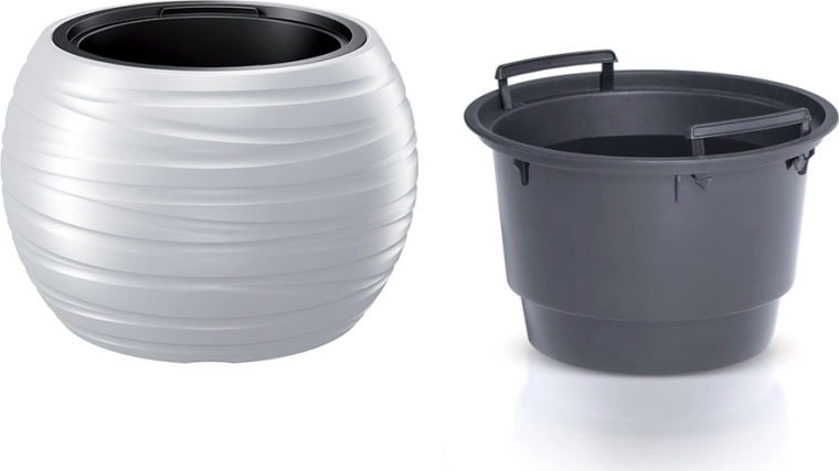 Maze round planter with insert 39.6 cm white