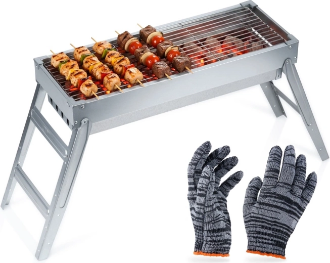 Vilde folding portable stainless steel charcoal grill 73 × 21 × 37 cm