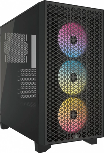 Corsair 3000D RGB Airflow mid‑tower кутия с закалено стъкло, черна