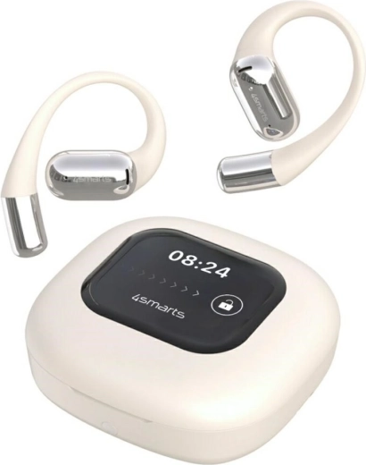 Bluetooth слушалки 4smarts SkyBuds OWS с тъч дисплей и AI превод – бежови