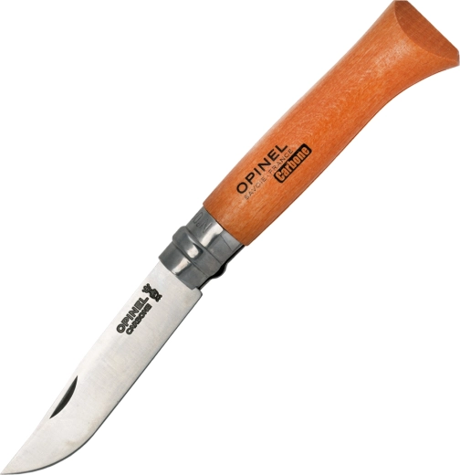 Opinel pocket knife No. 08 Carbon, beech wood, 8.5 cm