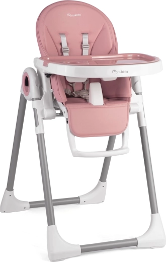 Pink NUKIDO Belo 3-in-1 high chair with recline and tray