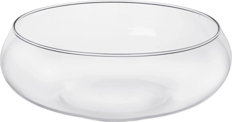 Clear glass vase, low and wide, 25 cm
