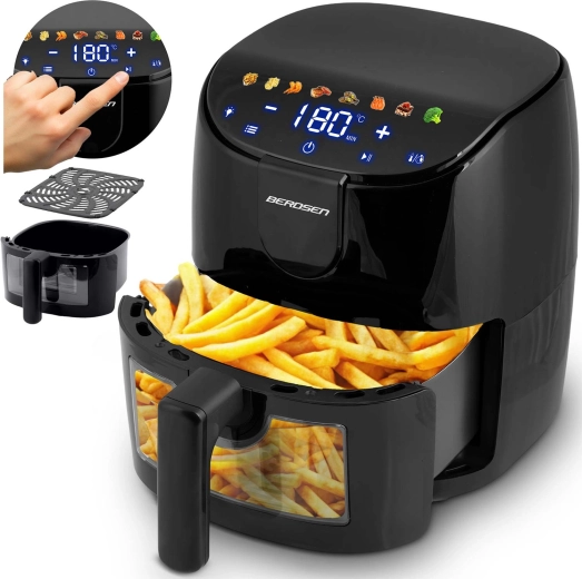 Hot Air Fryer 4 L 1500 W BERDSEN with Window and LED Lighting