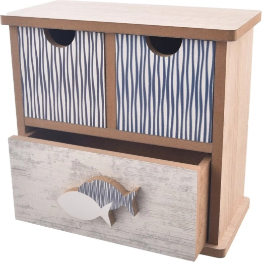 Wooden Beach organizer with 3 drawers