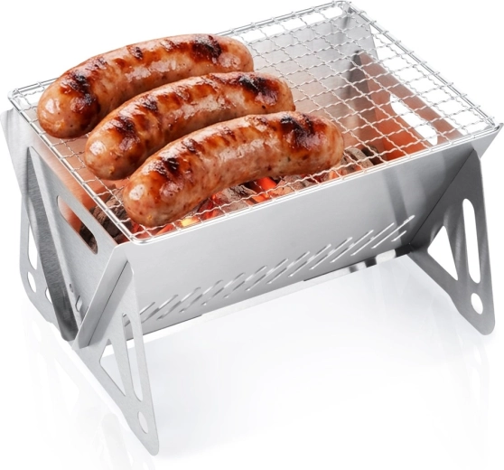 Vilde foldable stainless-steel charcoal grill 21 × 16.5 × 12.5 cm