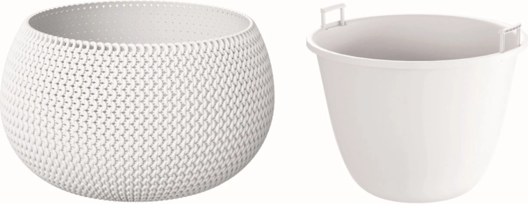 Splofy Bowl Planter with Insert 29 cm White