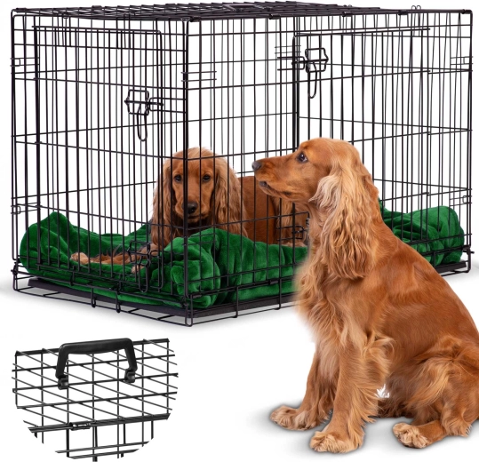 Foldable metal dog crate M 91 × 57 × 62 cm