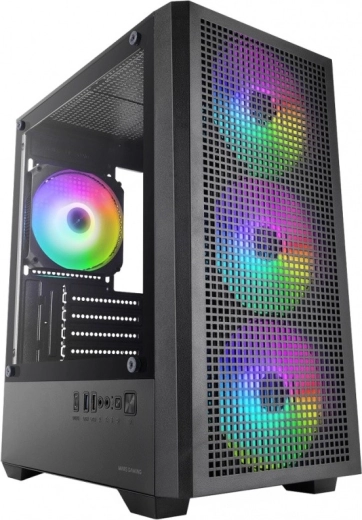 Mars gaming MC-Vector черна mATX кутия с 4× ARGB вентилатора