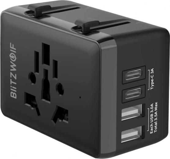 BlitzWolf travel adapter 4-in-1 with USB‑C and PD 20 W