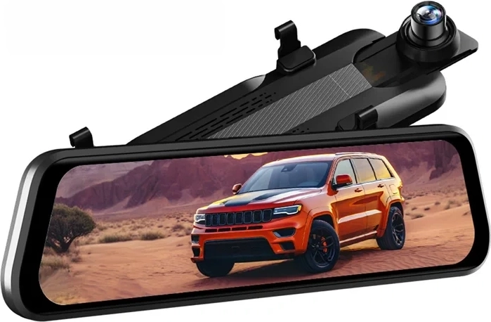 WOLFBOX G930 видеорегистратор във формата на огледало за обратно виждане, 4K, със задна камера 1080p и карта 64 GB