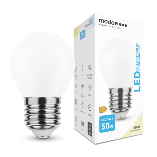 LED Filament Bulb Modee Milky Globe Mini E27 7 W Neutral White