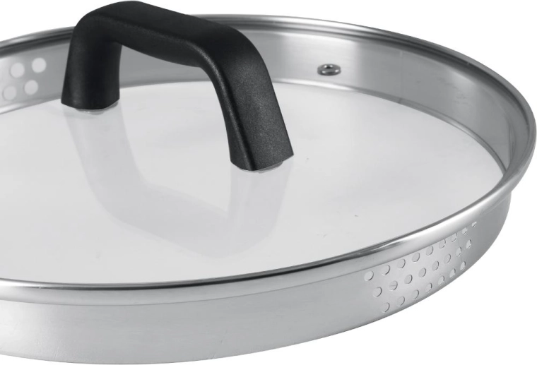 Glass lids with steam vent
