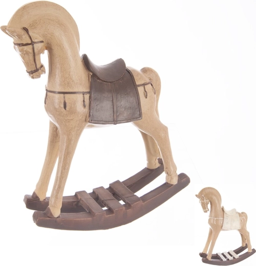 Brown polyresin rocking horse – decorative figurine