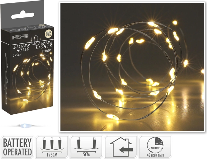 Christmas LED String 1.95 m, warm white, on wire