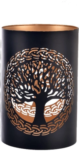 Metal candlestick TREE black and gold 18 cm