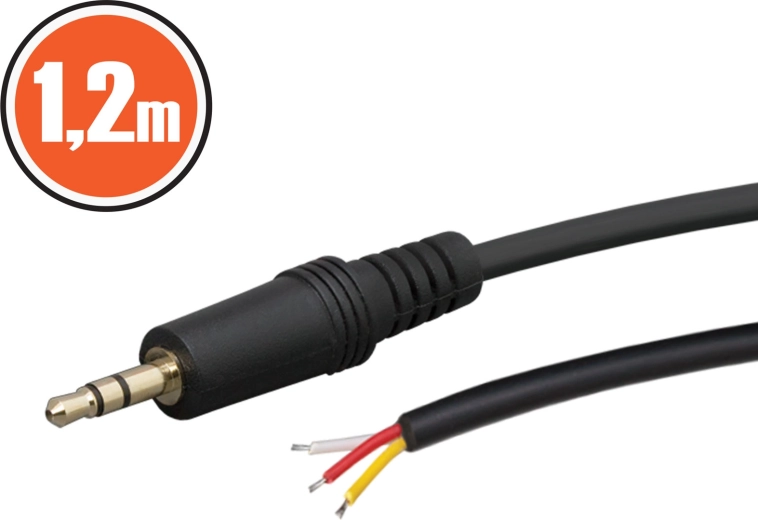 Audio cable Jack 3.5 mm stereo, 1.2 m, black