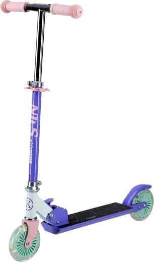 Children's folding scooter NILS Extreme with LED wheels, purple