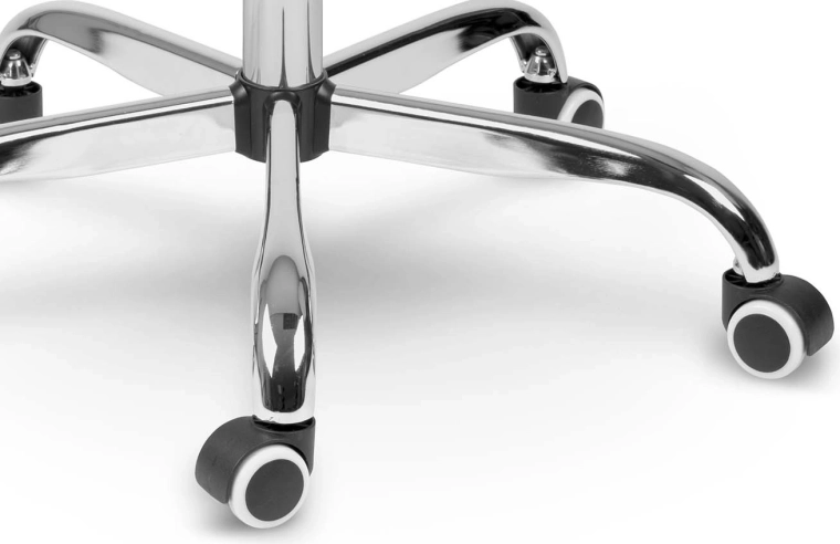 Chrome base with rubberized wheels