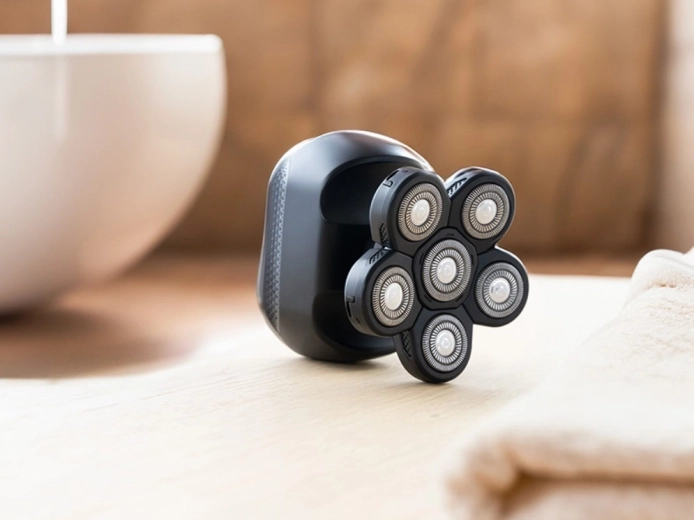 Six flexible rotary heads for a smooth shave