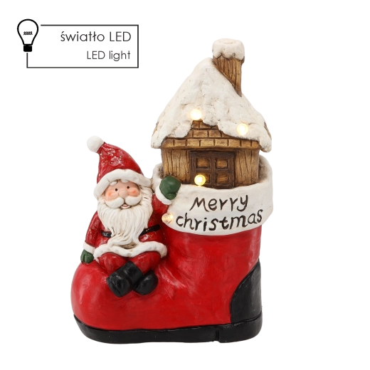 Коледна фигурка Дядо Коледа „Merry Christmas“ с LED осветление 42 см