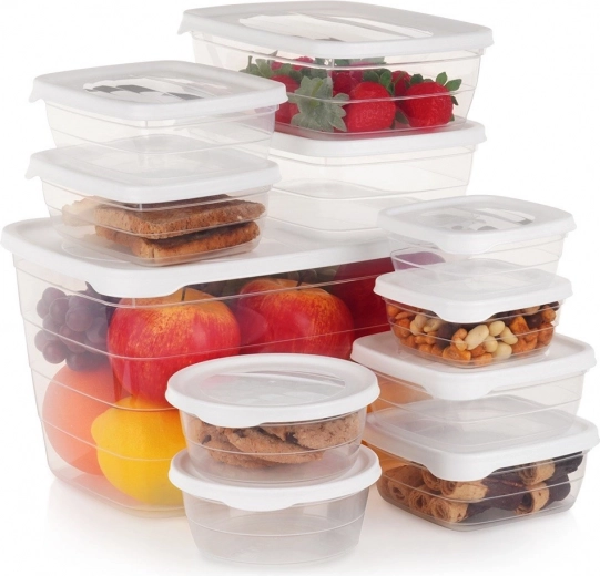 Set of plastic food containers with lids, 11 pcs