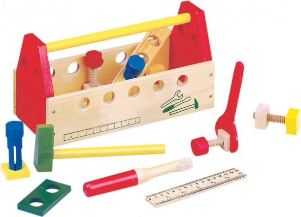 Bino wooden toolbox with tools for children